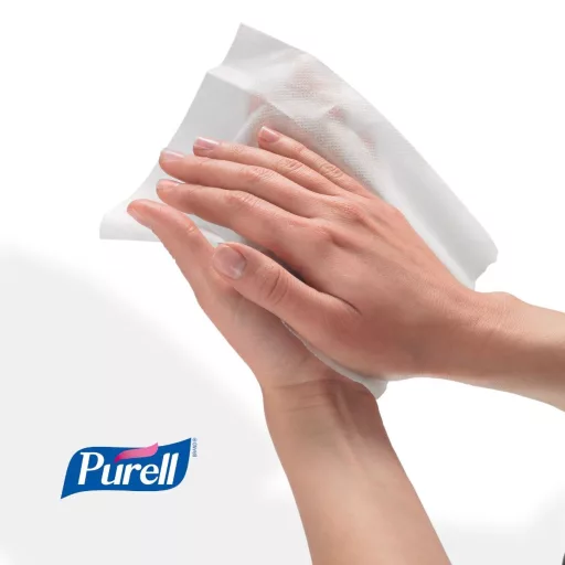 PURELL Hand & Surface Antimicrobial Wipes, 150x170mm kézfertőtlenítő és felületfertőtlenítő kendő, 270db/tégely