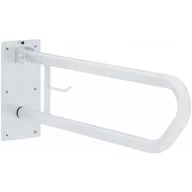   Felhajtható kapaszkodó WC-papír tartóval, fali, acél, fehér, D=32mm, L=600mm
