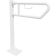   Állványos felhajtható kapaszkodó WC-papír tartóval, acél, fehér, D=32mm, L=700mm