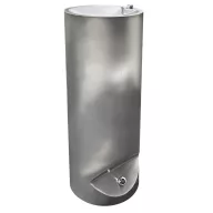   Vandálbiztos kültéri ivókút, álló, kerek, 915 mm, r.m. acél, matt, lábbal vezérelt 7 mp időzítésű blokkolásgátlós DELABIE nyomógombbal, ILHA SHARK