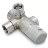   DN20, 3/4" termosztatikus keverőszelep, állítható hőmérséklettel, forrázásgátlós, visszacsapó szelepekkel és rozsdamentes acél szűrővel