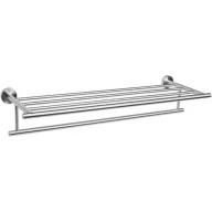   4 rácsos törölközőtartó alsó akasztóval, 650 mm széles, 211 mm mély, rozsdamentes acél selyem, Classic
