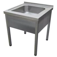   500mm 1 medencés nagykonyhai mosogató 400x400x250mm medencével, lábra állítva, takaróköpennyel, r.m. acél