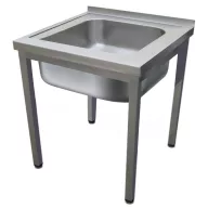   500mm 1 medencés nagykonyhai mosogató 400x400x250mm medencével, lábra állítva, r.m. acél