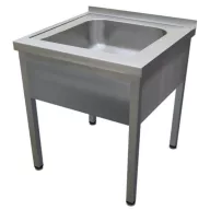   600mm 1 medencés nagykonyhai mosogató 500x600x300mm medencével, lábra állítva, takaróköpennyel, r.m. acél