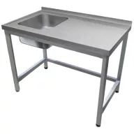   1000mm 1 medencés nagykonyhai mosogató jobb oldali csepegtetővel, 500x400x250mm medencével, lábra állítva, r.m. acél