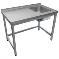  1000mm 1 medencés nagykonyhai mosogató bal oldali csepegtetővel, 500x500x300mm medencével, lábra állítva, r.m. acél