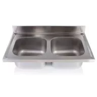   1000x600mm 2 medencés nagykonyhai mosogató medence csepegtető nélkül, 400x400x250mm belső méretekkel, r.m. acél