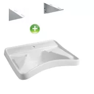   Akadálymentes porcelán mosdókagyló és M5A fix konzol szett, (konkáv, könyöktámaszos mosdó)