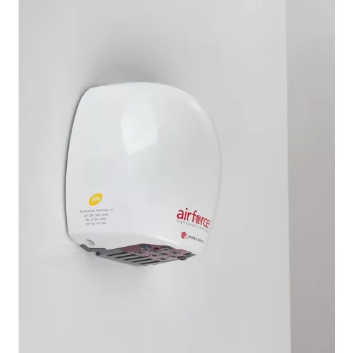 J48-974 WORLD DRYER AIRFORCE antibakteriális kézszárító, alumínium, fehér, 1100 W, 12 mp, 83 dB