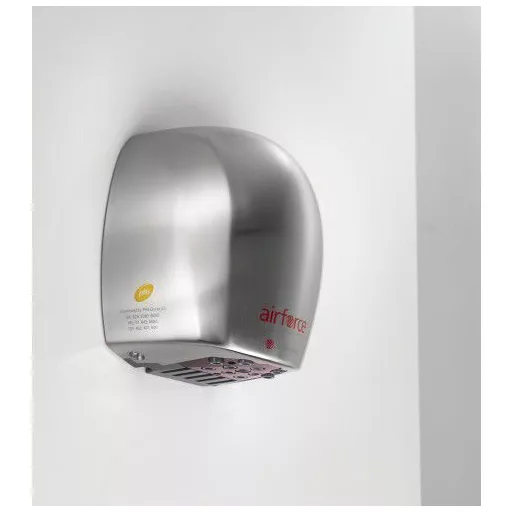 J48-971 WORLD DRYER AIRFORCE antibakteriális kézszárító, alumínium, selyem, 1100 W, 12 mp, 83 dB