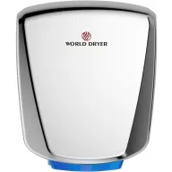   Q-972A2 WORLD DRYER VERDEdri villámgyors kézszárító zajszint csökkentővel, rozsdamentes acél, fényes, 950W, 12mp, 69 dB SILENT