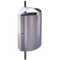   CAPITAL 60131 vandálbiztos kültéri függő, fali hulladékgyűjtő 50L fém rekesszel, fedeles, csőre rögzíthető, 2mm r.m. acél, selyem