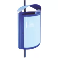   CAPITAL 71111 vandálbiztos kültéri függő/fali kuka infotáblával 50L fém rekesz, fedél, csőre rögzíthető, 1,5-2mm acél, kék