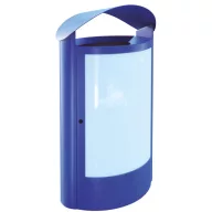   CAPITAL 71511 vandálbiztos kültéri álló szemetes infotáblával, 65L fém rekesszel, fedeles, 1,5-2mm acél, kék