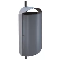   CAPITAL 85111 vandálbiztos kültéri függő/fali szemetes 60L fém rekesz, fedeles, csőre rögzíthető, 1,5-2mm acél, DB 702 sötétszürke