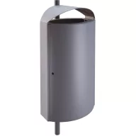   KENDO 65111 extra vandálbiztos kültéri függő/fali kuka 60L fém rekesz, fedeles, csőre rögzíthető, 2-4mm acél, graffitiálló, sötétszürke