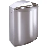   TEMPTATION FF2D kültéri vandálbiztos szelektív hulladékgyűjtő fedéllel, 2 állás, 2x50L rekesz, zárható, önoltó, 1,5mm r.m. acél