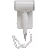   Szállodai ionos hajszárító fali konzollal, 3 fokozat, fűtőszál kapcsolás, 2db USB aljzat, 1800W, fehér