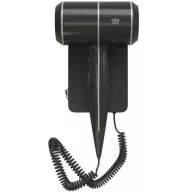   Szállodai ionos hajszárító fali konzollal, 3 fokozat, fűtőszál kapcsolás, 2db USB aljzat, 1800W, fekete