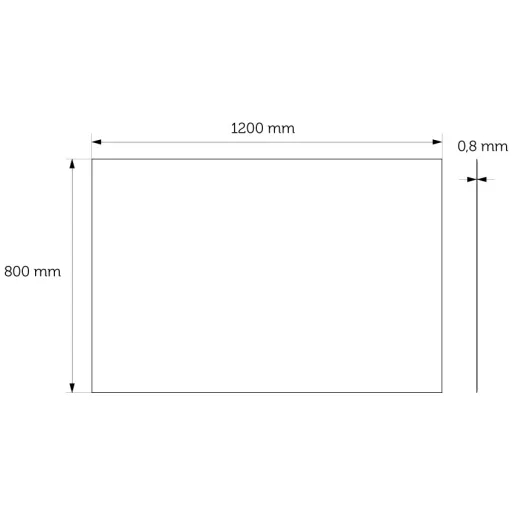 1200x800x0,8mm méretű rm acél tükörlap méretei.