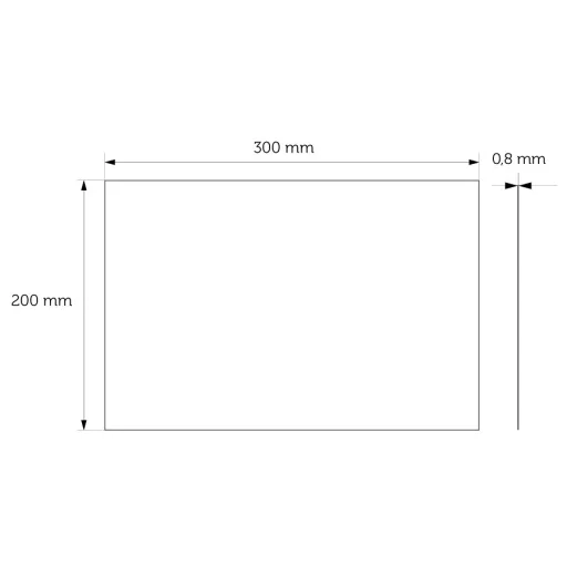 Méretezett ábra a 300x200-as törésbiztos tükörlaphoz.