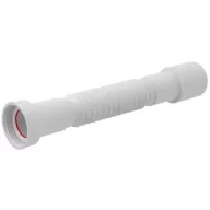   6/4"-os flexibilis műanyag szennyvíz-elvezetőcső, bekötőcső 40/50 mm csatlakozással, kihúzható 390-840 mm hossz, tömítéssel, polipropilén, fehér