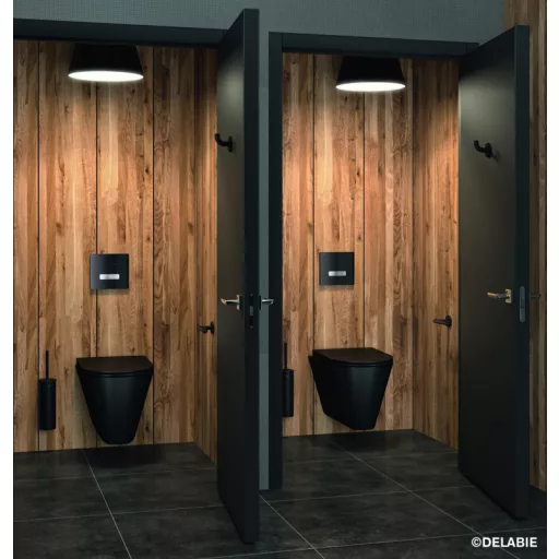 A Delabie 110300BK S21-P padlóra állítható WC tartály a rozsdamentes acél tartósságát, a könnyű tisztíthatóságot, a könnyű telepíthetőséget és az elegáns, modern dizájnt ötvözi