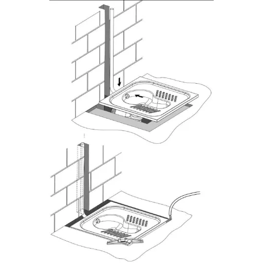 Pottyantós WC csésze - Török WC, r.m. acél, 1,2 mm falvastagság