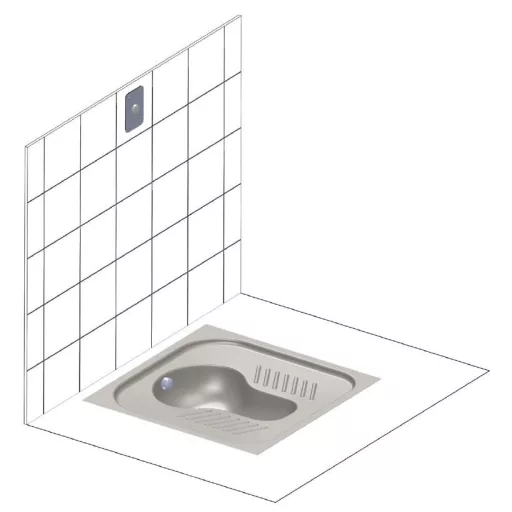 Pottyantós WC csésze - Török WC, r.m. acél, 1,2 mm falvastagság