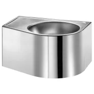   DELABIE DUO R vandálbiztos fali mosdó D=310mm jobbos medencével, 1,5mm r.m. acél zárt test, alsó szervizablak, 500x250x380mm