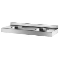   DELABIE DUPLO RP vandálbiztos sormosdó 1200 mm, két személyes, hátfallal, 35 mm-es középső csapfurattal, szifontakaró nélkül, r.m. acél, 1,5 mm falvastagság