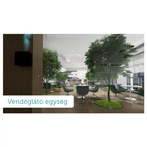 Sensamist S1000 fali illatdiffúzor kompresszoros illatporlasztóval 1000m3 légtérfogatig, 500ml, 272x290mm, fekete fém, 230V