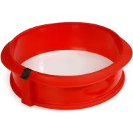   Lékué Springform Cake Mould kapcsos tortaforma karcálló kerámia aljjal, D=230mm, 2,5L, platina szilikon gyűrű, tapadásmentes, piros - 880421