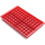  Lékué Silicone Waffle Mould gofri sütőforma szett 2db-os, 4db gofri/tálca, tapadásmentes, platina szilikon, piros - 880445