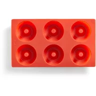   Lékué Silicone Doughnuts Mould fánk sütőforma, 6db fánkhoz, megerősített belső szerkezet a stabilitásért, tapadásmentes, platina szilikon, piros - 880544
