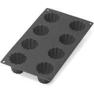   Lékué Silicone Cannelé Bordelais cannelé sütőforma, 8db süteményhez, tapadásmentes, platina szilikon, fekete - 880667