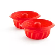   Lékué Silicone Mini Savarin Moulds mini kuglóf sütőforma szett 2db-os, D=150mm, tapadásmentes, platina szilikon, piros - 880803