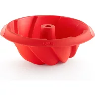   Lékué Spiral Savarin Cake Mould spirálos francia savarin és kuglóf sütőforma, 1L, D=200mm, csavart minta, tapadásmentes, platina szilikon, piros - 880827