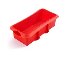   Lékué Silicone Plum Cake Mould püspökkenyér és sütemény forma, 280mm hosszú, tapadásmentes, platina szilikon, piros - 880902