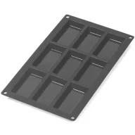   Lékué Silicone Financier Mould financier és mini sütemény forma, 9db süteményhez, tapadásmentes, platina szilikon, fekete - 881107