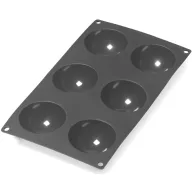   Lékué Semi-Sphere Mould félgömb sütőforma, 6db süteményhez, tapadásmentes, platina szilikon, fekete - 881169