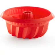   Lékué Deep Savarin Cake Mould mély savarin és kuglóf sütőforma, megemelt peremmel, 2,4L kapacitás, D=220mm, tapadásmentes, platina szilikon, piros - 881305