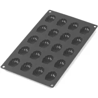   Lékué Silicone Mini Madeleines Mould mini madeleine kagyló sütemény forma, 20db süteményhez, tapadásmentes, platina szilikon, fekete - 881329