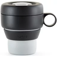  Lékué Mug to Go utazó kávésbögre 350ml, összecsukható, fogantyúval, hőálló, műanyag, szürke - 881565