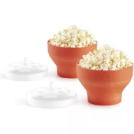   Lékué Mini Microwave Popcorn Maker mini popcorn készítő 2db-os szett, fedővel, 2x700ml, összecsukható, platina szilikon, piros - 881664