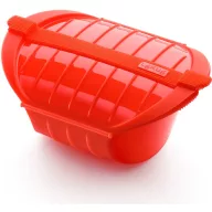   Lékué Deep Microwave Steam Cooker mikrohullámú sütőbe gőzpároló edény, 3-4 főre, mélyített kialakítással, platina szilikon, piros - 881824