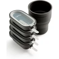   Lékué Set of 4 Classic Creamy Ice Cream Moulds klasszikus jégkrém készítő szett, összecsukható bevonó készítő edénnyel, 4db-os, egymásba rakható, műanyag, barna - 882265