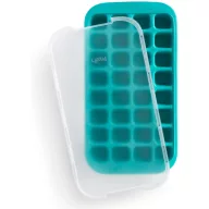   Lékué Industrial Ice Cube Tray with Lid négyzetes alakú jégkockatartó forma szagzáró fedéllel, 32db, műanyag, türkiz - 882302