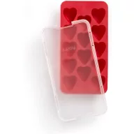   Lékué Heart Ice Cube Tray with Lid szív alakú jégkockatartó forma szagzáró fedéllel, 14db, műanyag, piros - 882326